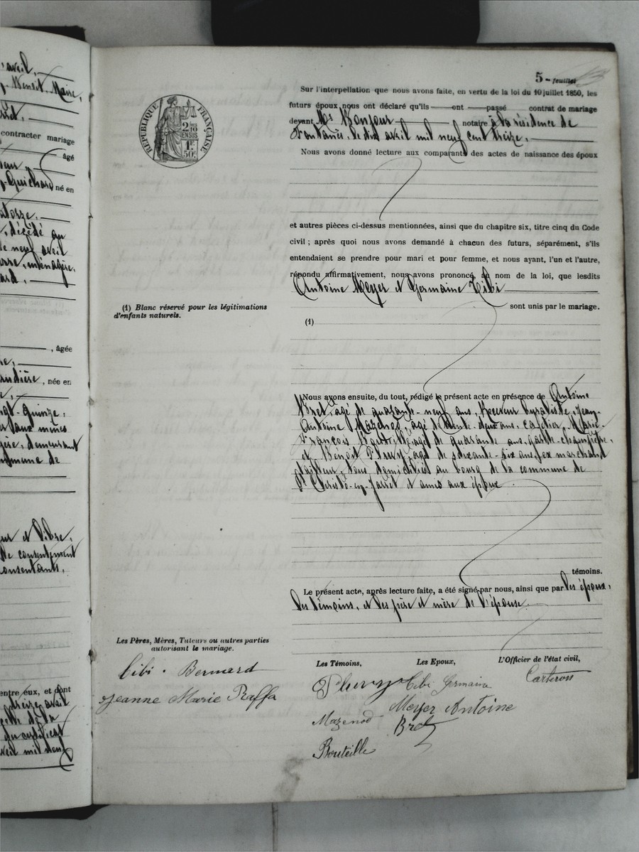 Page du registre